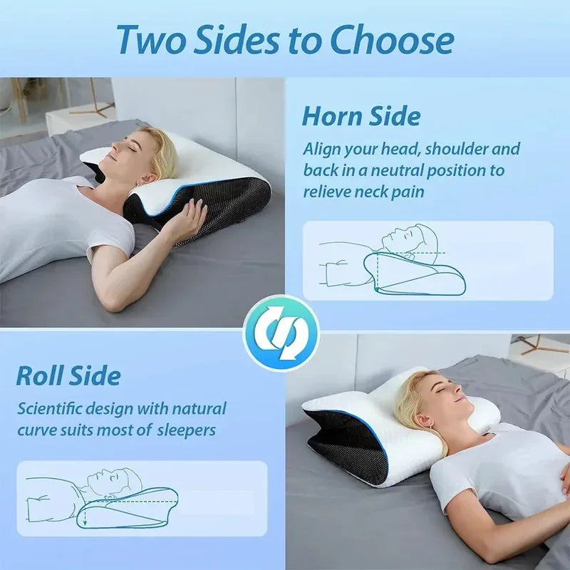 Memory Foam Cervical Neck Pillow Orthopaedic Slow Rebound Support for Sleep &amp; Relaxation