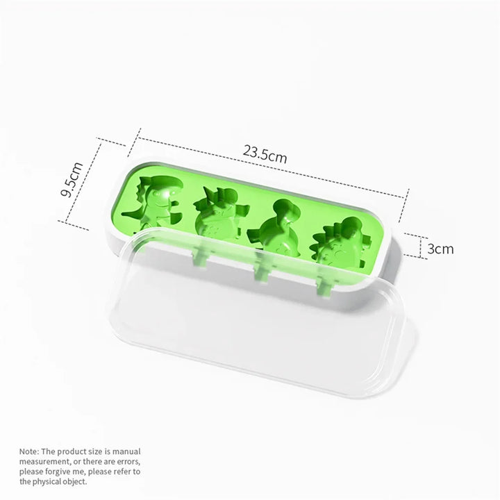 Dinosaur-Shaped Ice Cream Mold and Ice Pop Maker with Lid and Sticks, Food-Grade Silicone, Non-Stick, Temperature Resistant