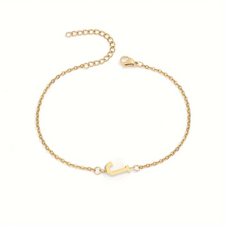 Initial Letter Bead Bracelet Thin Chain Minimalist Elegant