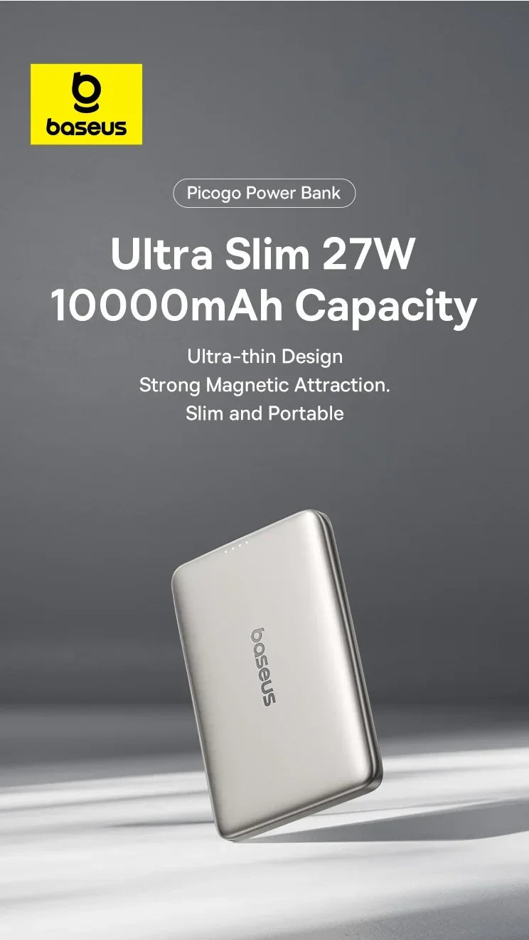 Ultra-Slim Magnetic Power Bank – Card-Sized 10000mAh PD 27W &amp; 5000mAh PD 20W Wireless Charging 2026