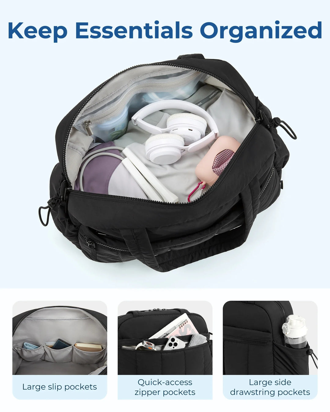 Travel Duffel Bag with Shoulder Strap, Large Capacity Gym &amp; Diaper Bag