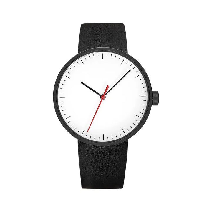 Classic unisex quartz wristwatch – leather strap, round dial, minimalist everyday timepiece