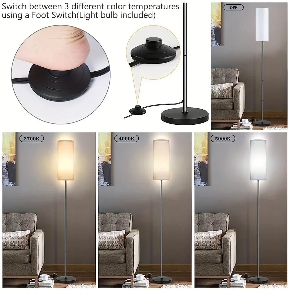 Japandi  Modern Floor Lamp With Fabric Shade Stepless Dimming