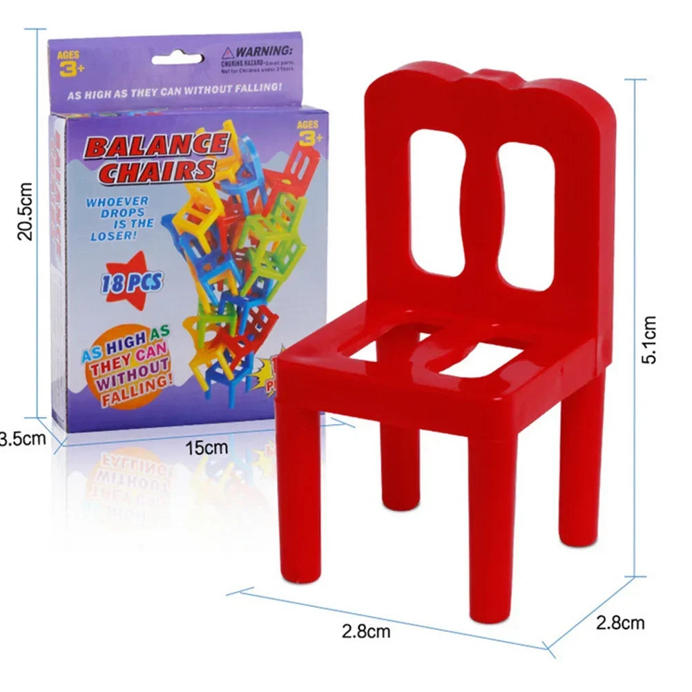 Educational Balance Chairs Game for Kids - colourful 18-Piece Toy Set, Eco-Friendly ABS Plastic, Fun Learning Activity