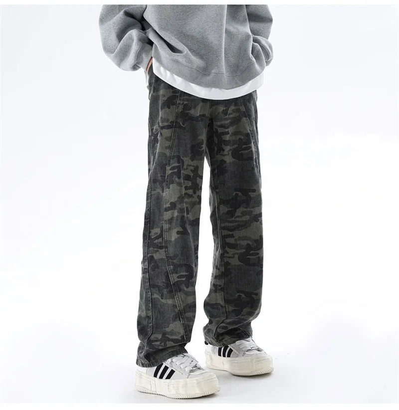 Oversized Men’s Cargo Jeans - Baggy Straight Denim Wear