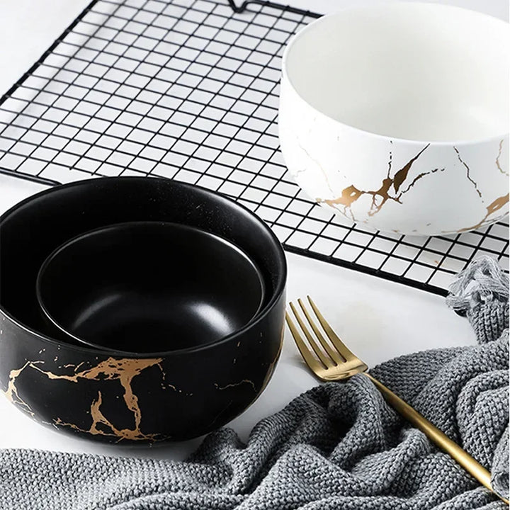Marble Ceramic Bowl Set Nordic Tableware Minimalist