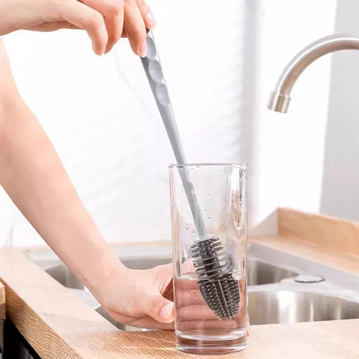 Long Handle Silicone Cleaning Brush - Household Stain Remover for Cups &amp; No Dead Corners