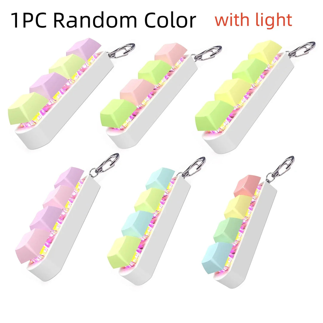 Keyboard Fidget Toy LED Keychain 4 In 1 Stress Relief