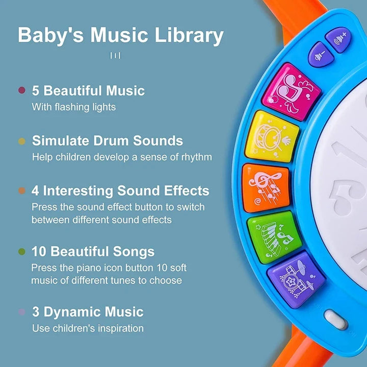Kids Drum Set for Toddlers 1-3 with Microphone, Musical Educational Instrument Toys for Girls, Learning Activity Gifts