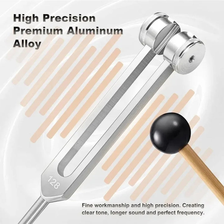 Chakra Healing Tuning Fork Set 128Hz 512Hz - Aluminum Alloy Sound Therapy Tools for Yoga and Meditation