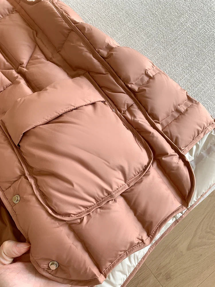 Lightweight Women’s Hooded Down Vest - Quilted Midlength