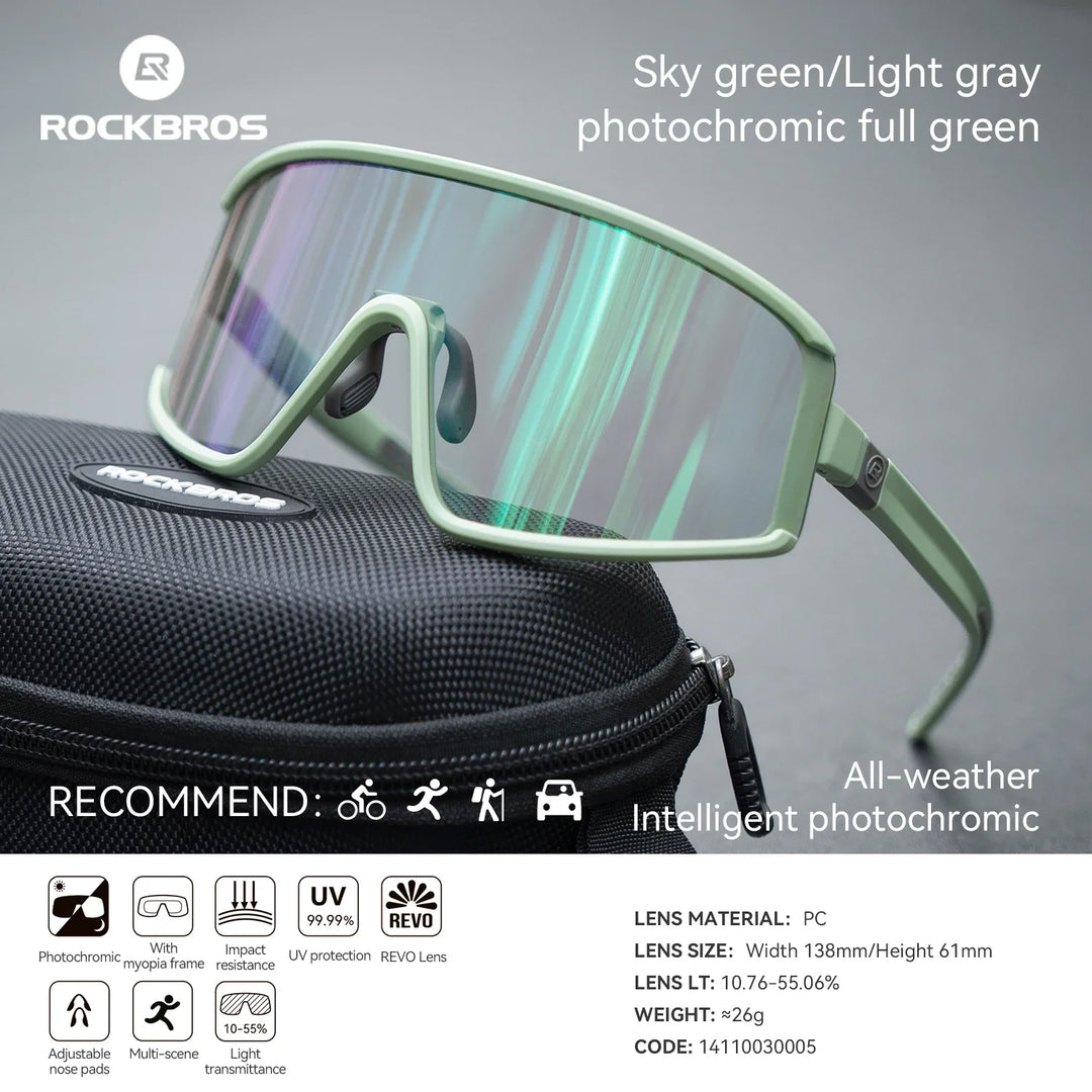 Cycling Sunglasses Polarized UV400 Anti-Fog Photochromic Outdoor Eyewear All-Season Non-Slip Unisex