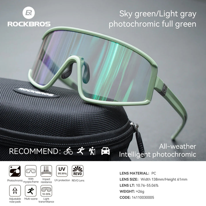 Cycling Sunglasses Polarized UV400 Anti-Fog Photochromic Outdoor Eyewear All-Season Non-Slip Unisex