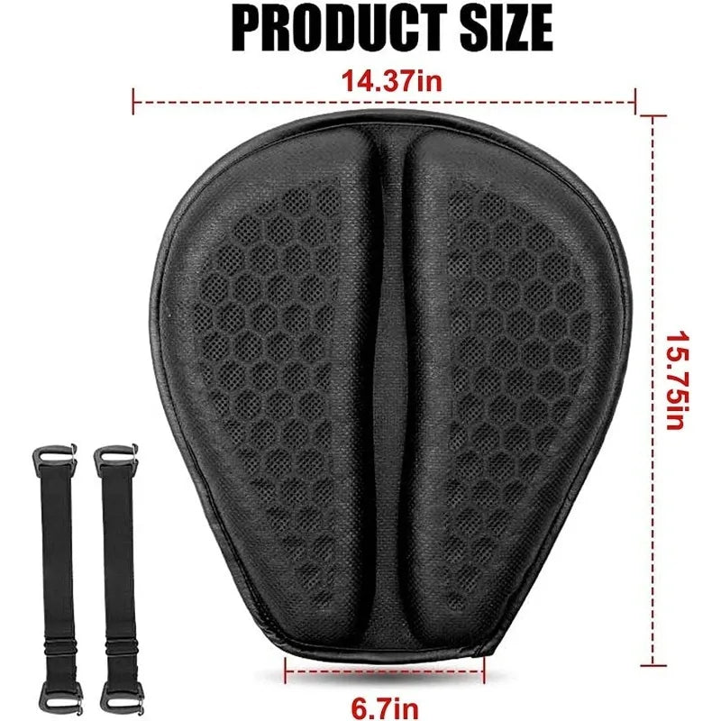 Motorcycle Gel Seat Cushion 3D Honeycomb Pressure Relief Anti-Slip Pad Long Ride Comfort