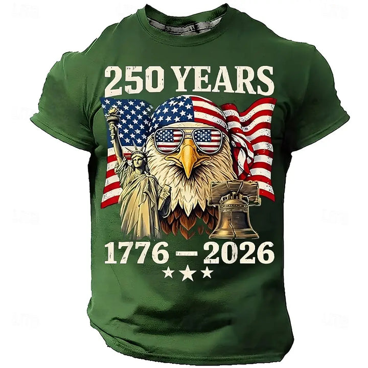 Soft unisex graphic tee - distressed flag print, 250-year design, durable cotton, casual everyday wear
