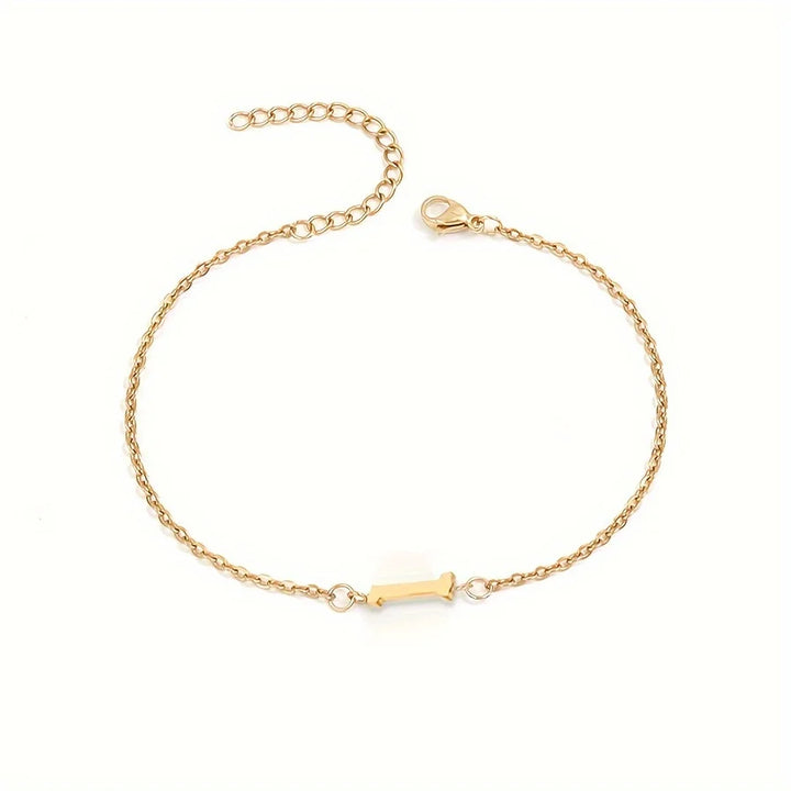 Initial Letter Bead Bracelet Thin Chain Minimalist Elegant
