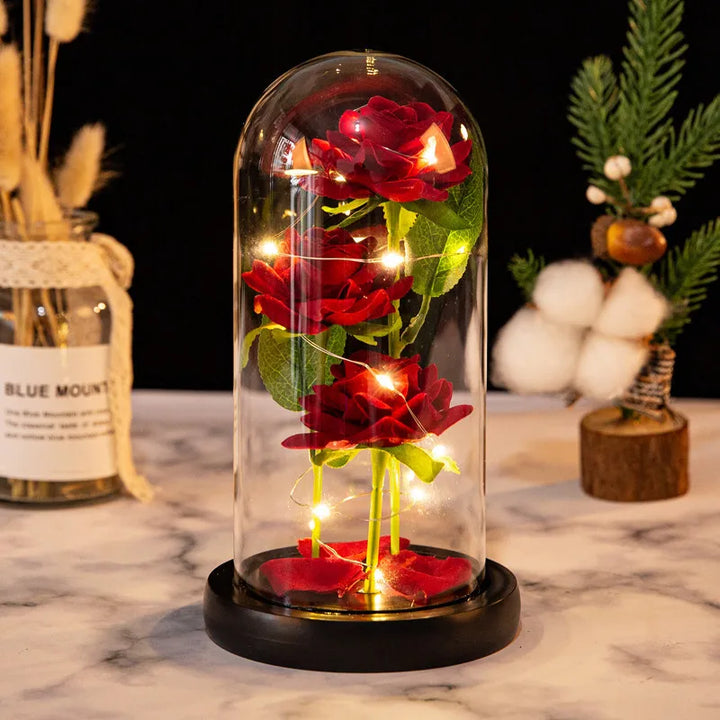 LED Rose Glass Cover Ornament - Romantic Valentine&