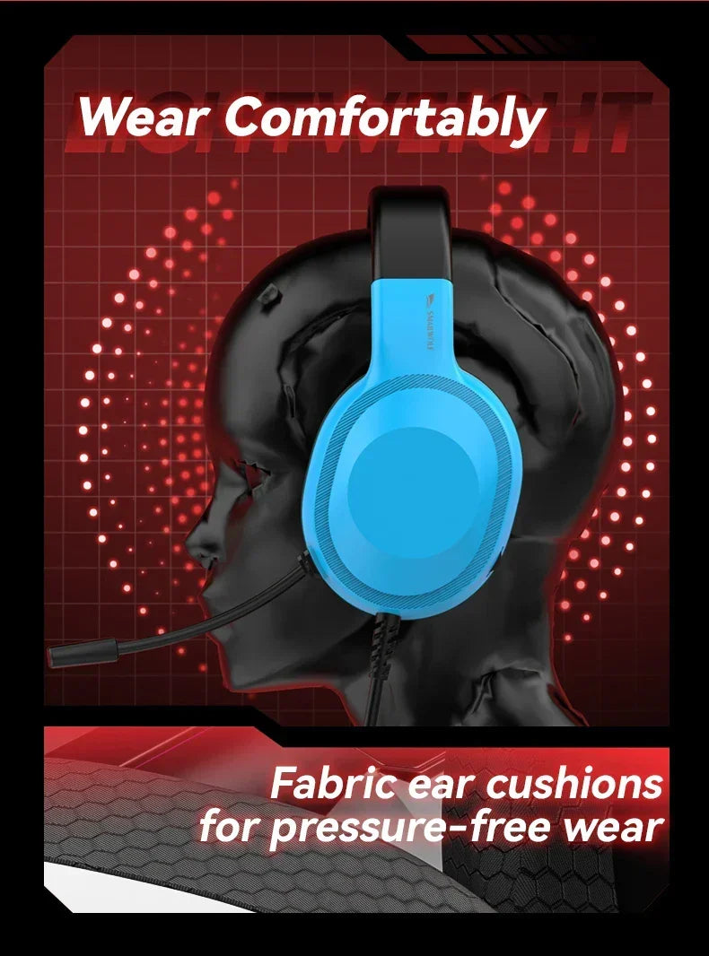 Gaming Headset Wired Lightweight With Omnidirectional Mic