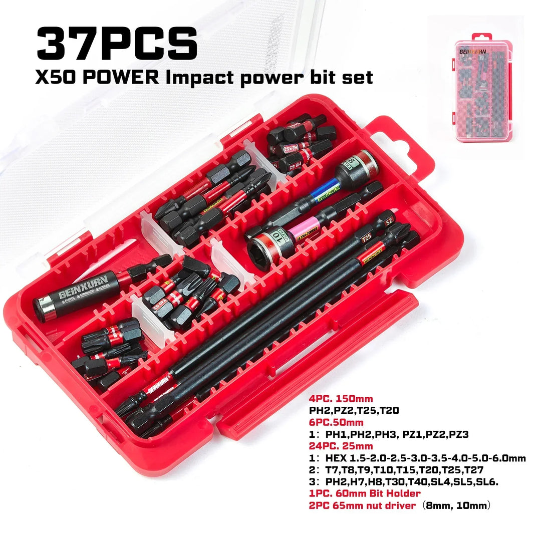 Impact Screwdriver Bits Set Magnetic Case S2 Alloy Steel 50 to 79 Pcs with Bit Holder and Nut Driver Fall 2025 Gift