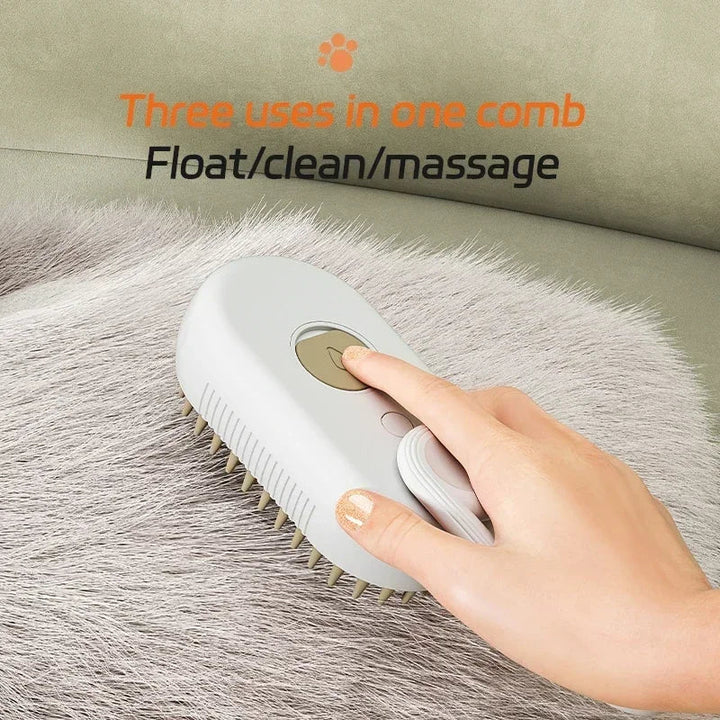 3 In1 Dog Cat Steamy Brush Spray Massage - Bath Brush &amp; Hair Removal Tool