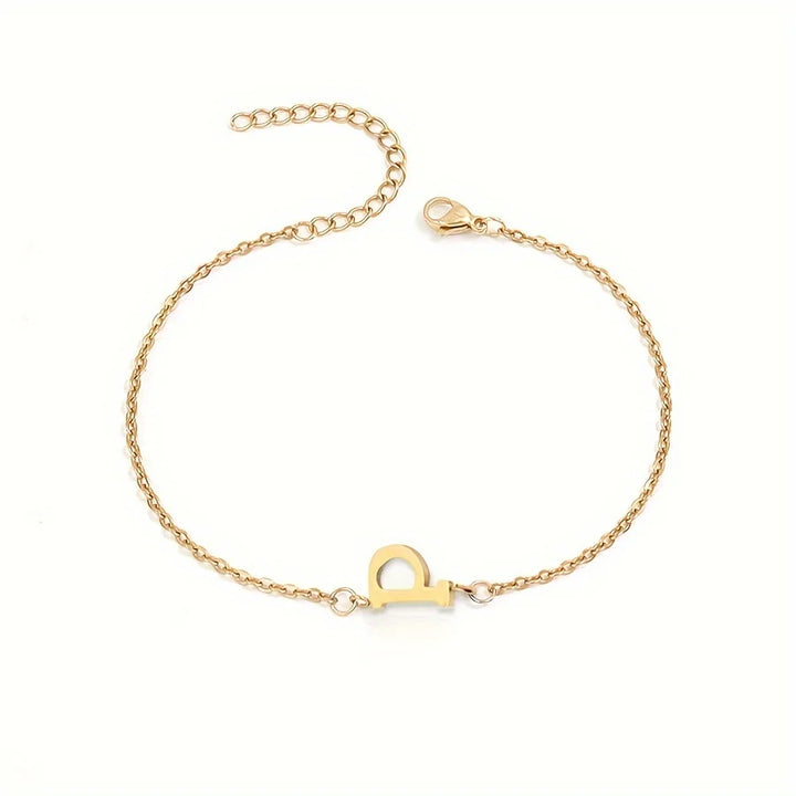 Initial Letter Bead Bracelet Thin Chain Minimalist Elegant