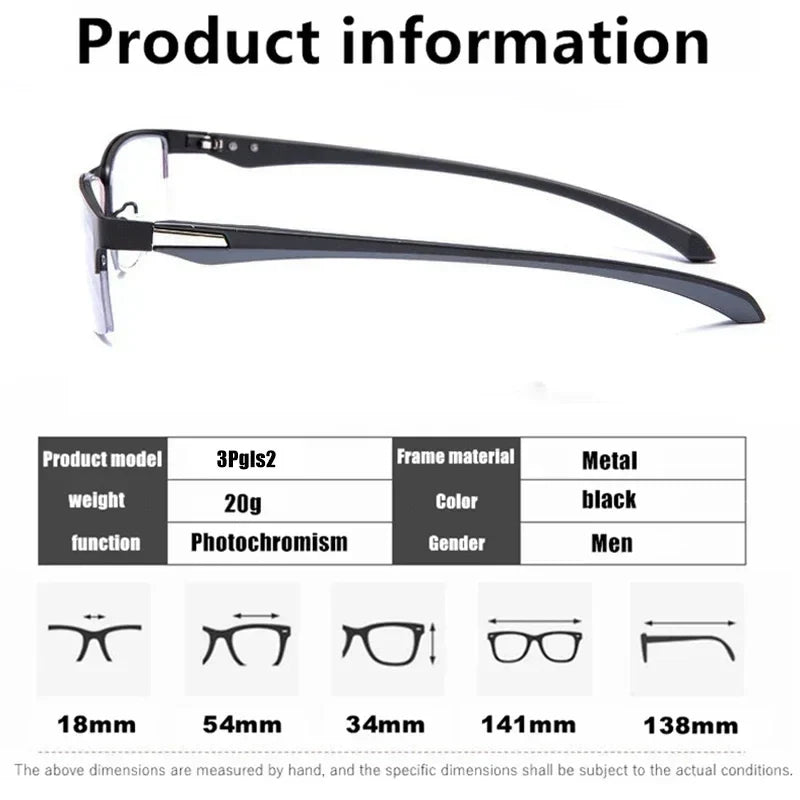 Reading Glasses Progressive Multifocal Photochromic Half Frame Fall 2026 Anti-Blue Light Far Sight Eyewear