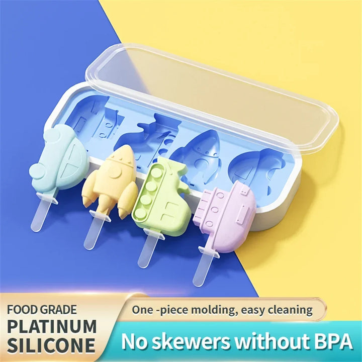 Reusable Silicone Ice Cream Mold and Ice Pop Maker - Food Grade, Non-Stick, Easy to Clean, Temperature Resistant