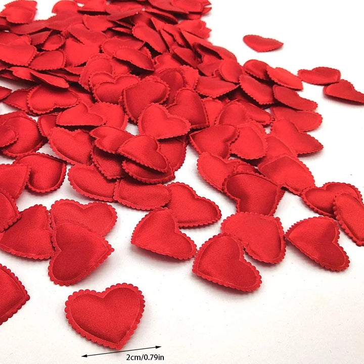 Heart Confetti Padded Fabric Hearts 200Pcs Red Valentine 2026 Table Decor For Wedding Party