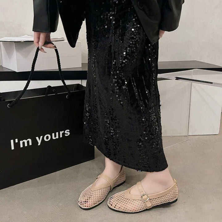 Breathable Women Mesh Ballet Flats - Strappy Round Toe
