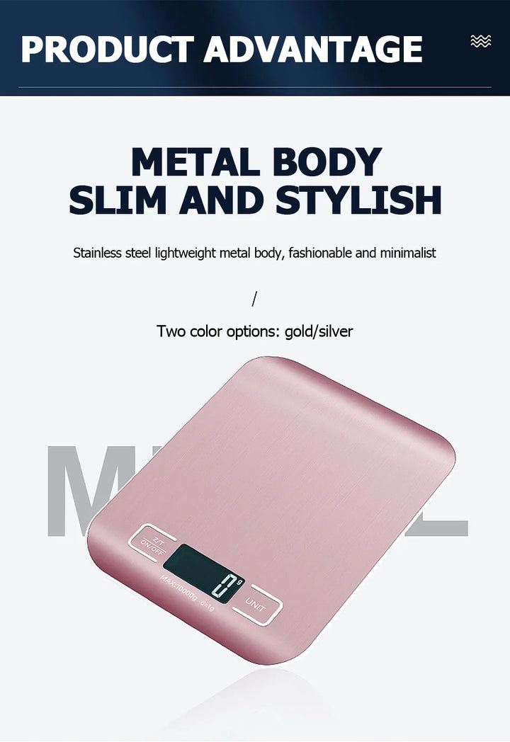 Digital Kitchen Scale Stainless Steel LCD Baking Scale