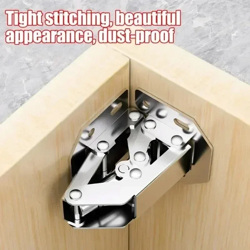 Stainless Steel Cabinet Hinges 90 Degree No-Drilling for Kitchen Furniture 10PCS