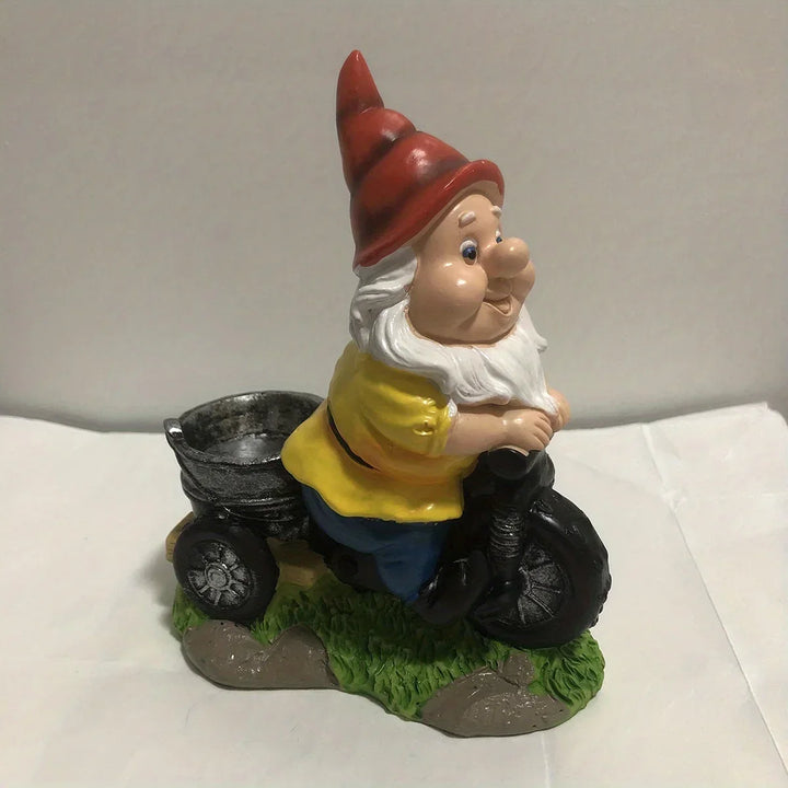 Garden Gnome On Bicycle Statue Durable Resin Outdoor Decor Flower Cart Dwarf Ornament Fall 2026