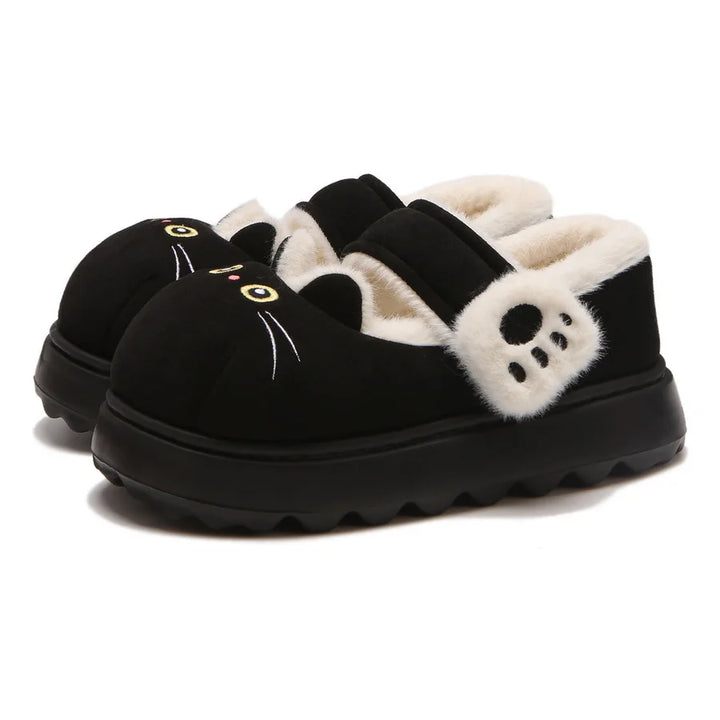 Soft Women’s Cat Slippers - Cat-Face Design, Plush Lining, Cozy Indoor Lounging
