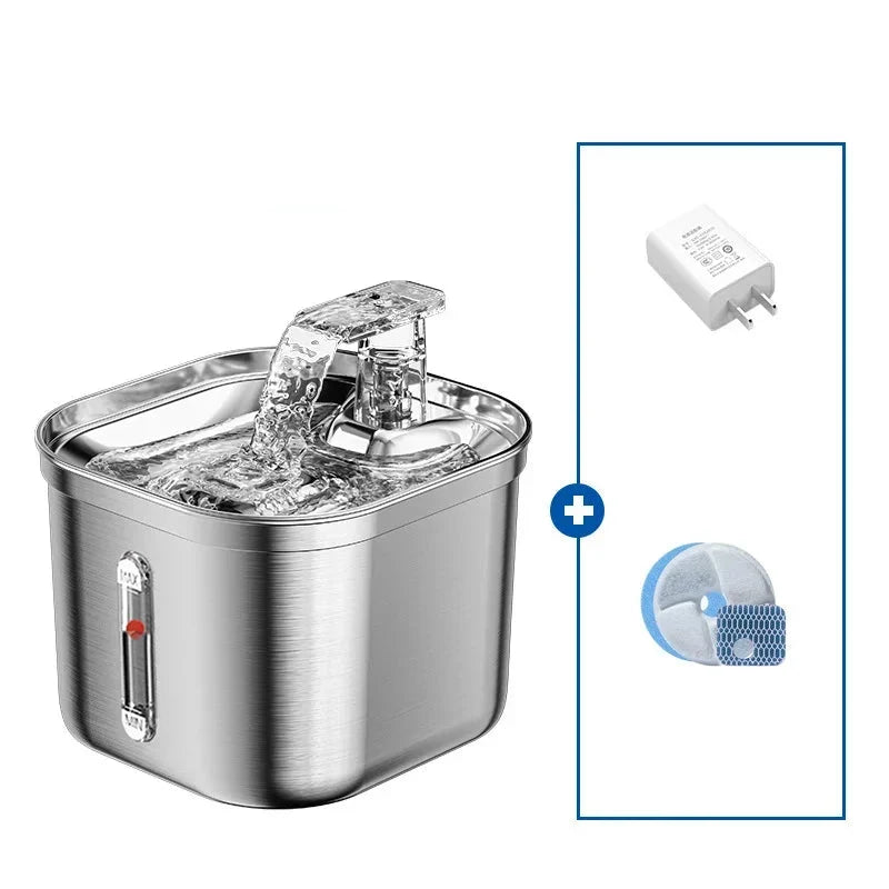 Stainless Steel Automatic Pet Water Dispenser with Intelligent Filtration for Cats and Dogs