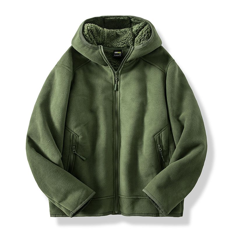 Warm Cozy Men’s Fleece Jacket - Hooded Full Zip, Sherpa