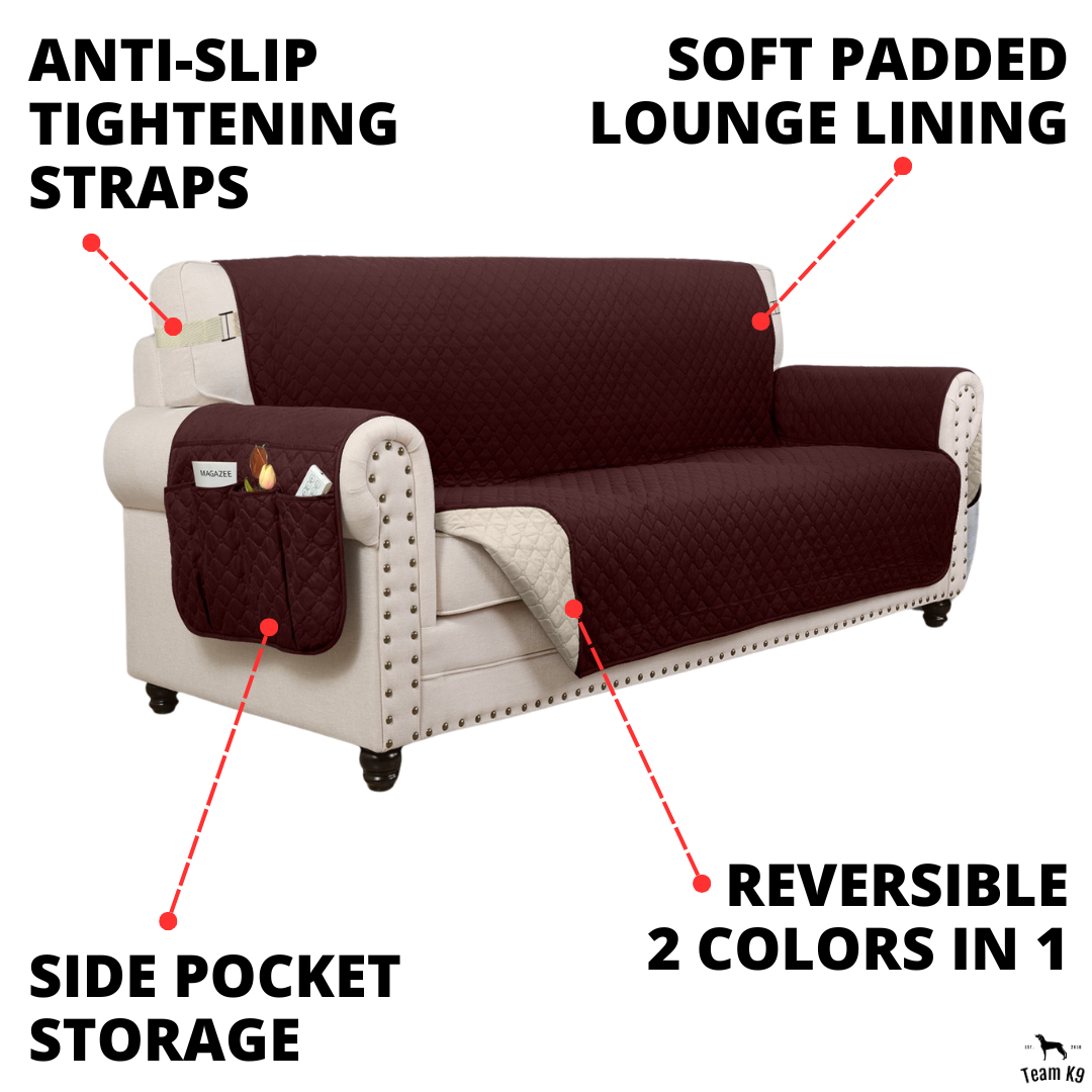 Couch Cover Furniture Protector With Side Pockets And Back Straps Reversible colours Fall 2025 Pet Friendly