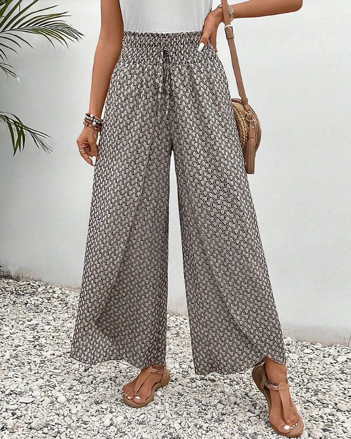 Relaxed Wide Leg Pants for Women, Flowy Palazzo Trousers with Elastic Waistband and Breathable Fabric