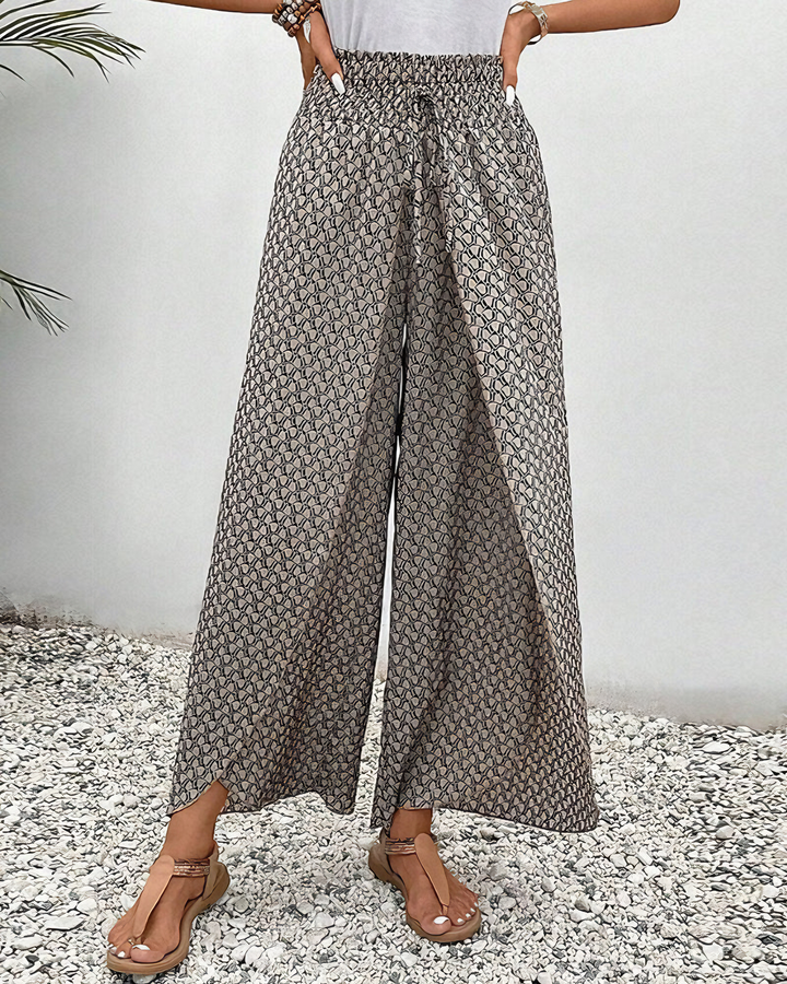 Relaxed Wide Leg Pants for Women, Flowy Palazzo Trousers with Elastic Waistband and Breathable Fabric