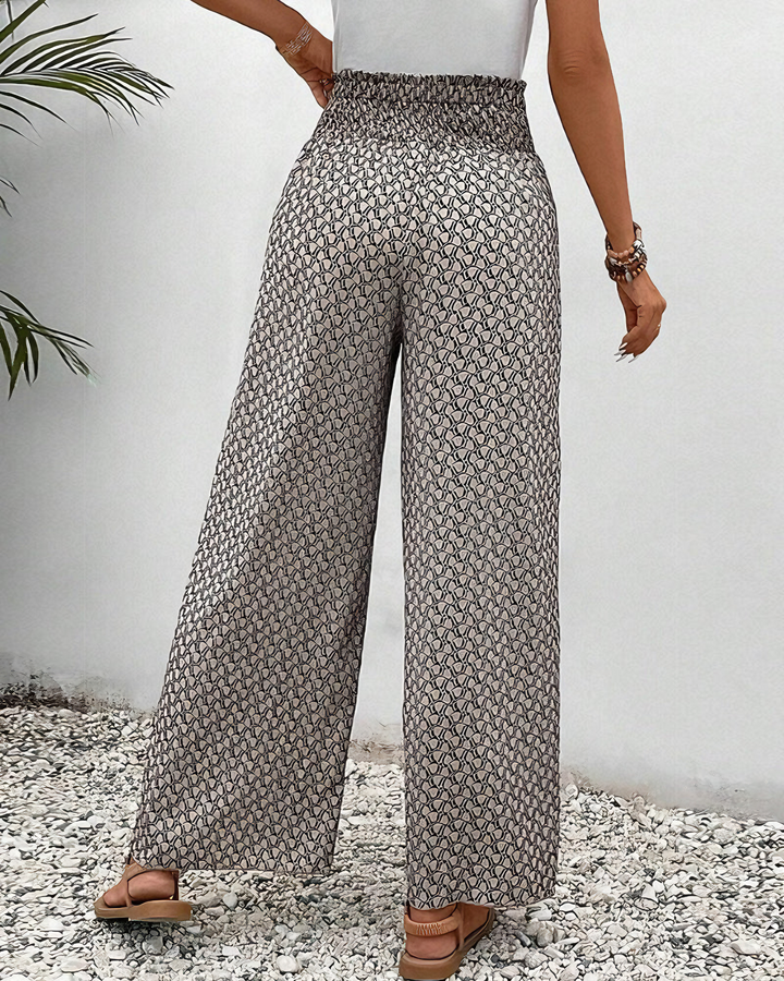 Relaxed Wide Leg Pants for Women, Flowy Palazzo Trousers with Elastic Waistband and Breathable Fabric
