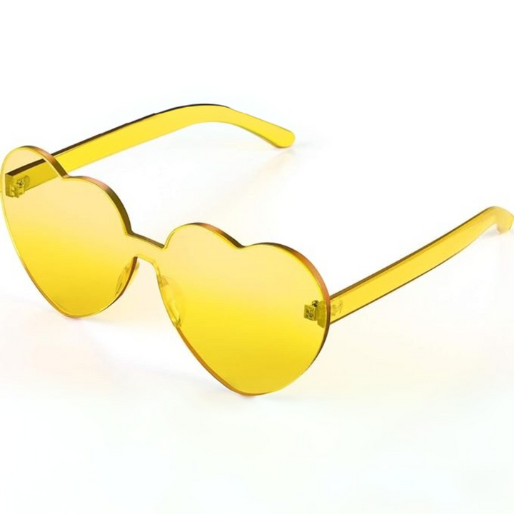 Lightweight women’s heart-shaped sunglasses – rimless design, transparent lenses, for summer festivals