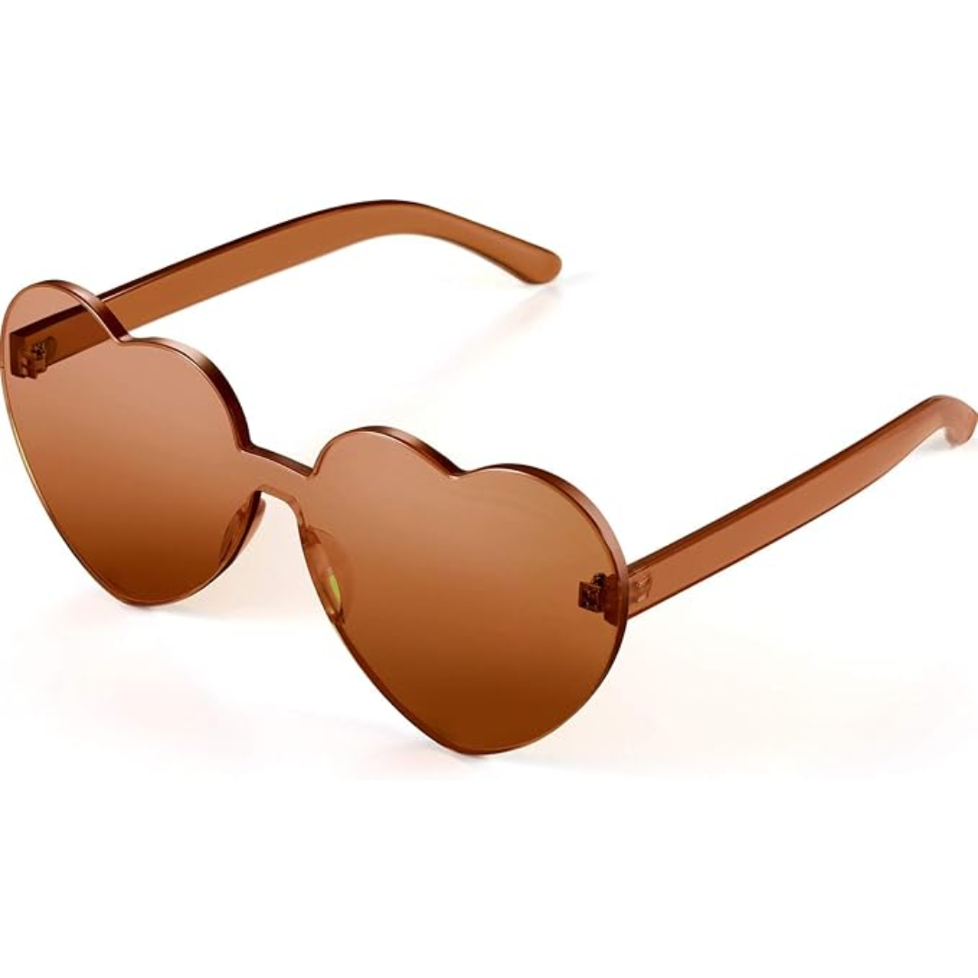 Lightweight women’s heart-shaped sunglasses – rimless design, transparent lenses, for summer festivals