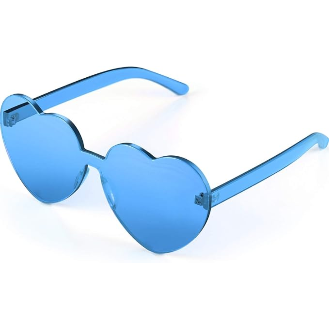 Lightweight women’s heart-shaped sunglasses – rimless design, transparent lenses, for summer festivals