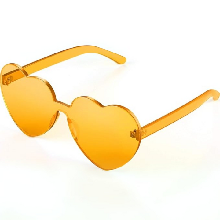 Lightweight women’s heart-shaped sunglasses – rimless design, transparent lenses, for summer festivals