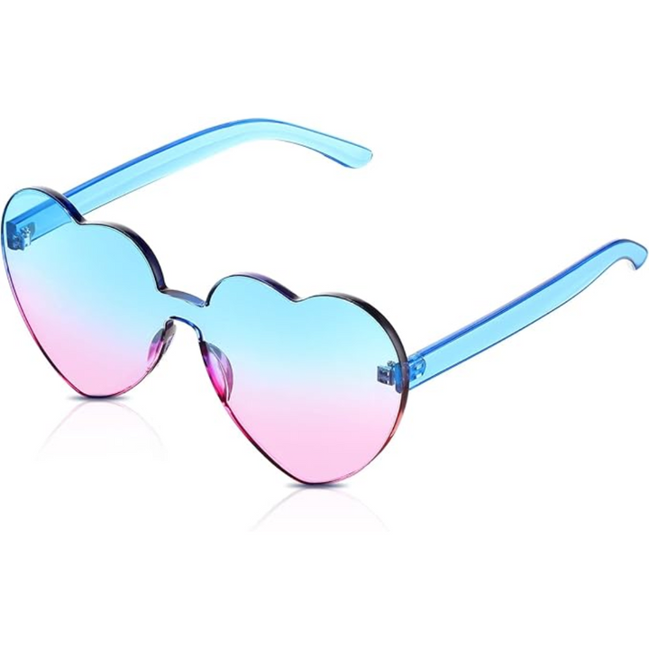 Lightweight women’s heart-shaped sunglasses – rimless design, transparent lenses, for summer festivals