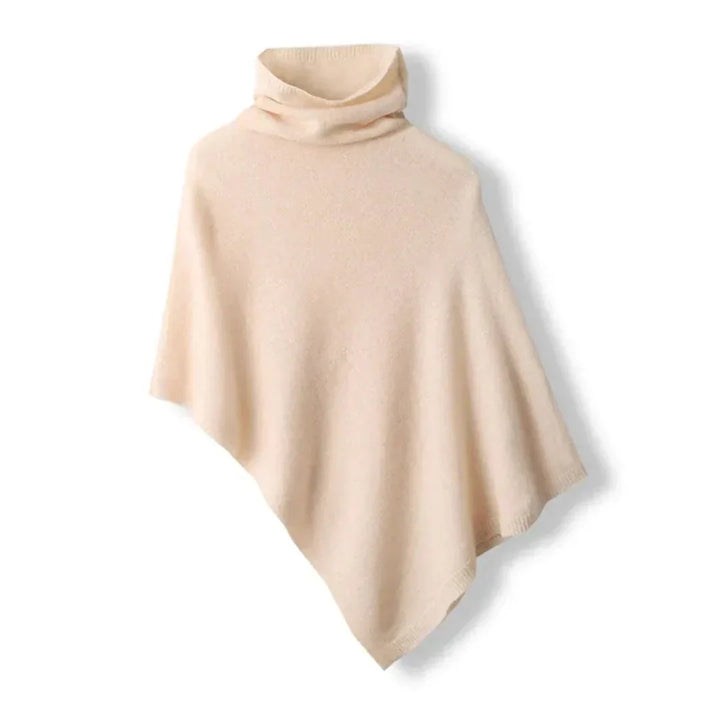 Soft Womens Wool Poncho - Turtleneck, Pointed Hem, Layering