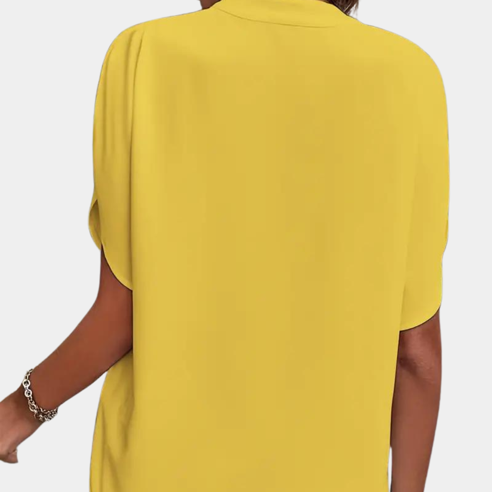 Breathable women’s blouse – short sleeve v-neck, lightweight material, for any occasion
