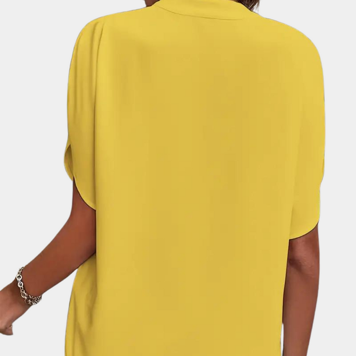 Breathable women’s blouse – short sleeve v-neck, lightweight material, for any occasion
