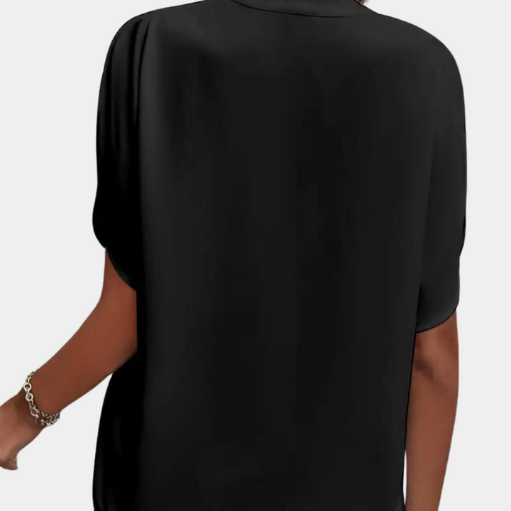 Breathable women’s blouse – short sleeve v-neck, lightweight material, for any occasion