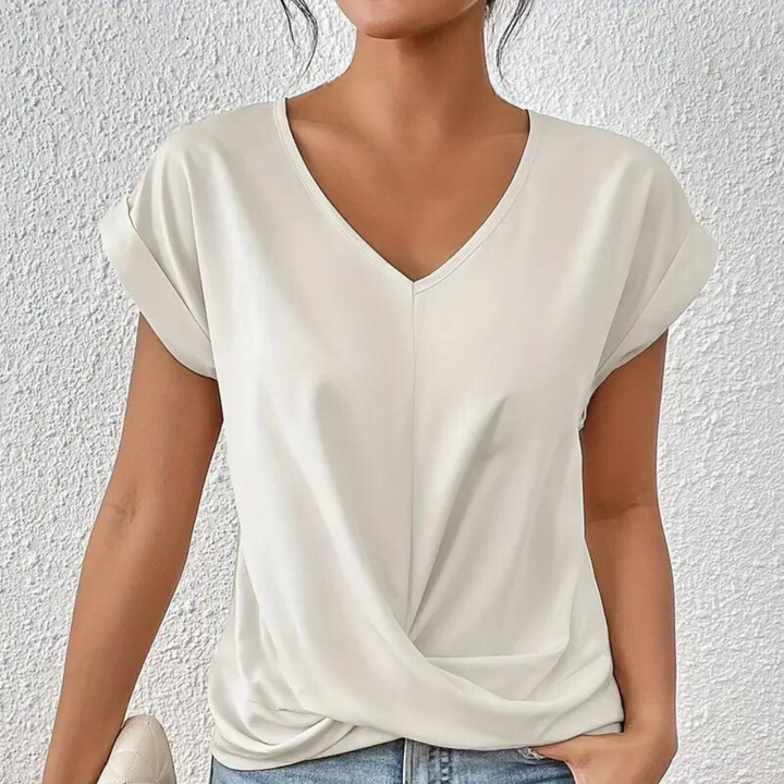 Warm &amp; cozy women’s v-neck shirt – classic knit design, soft fabric, for versatile styling