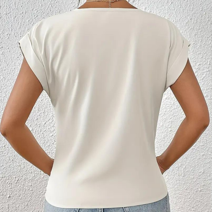 Warm &amp; cozy women’s v-neck shirt – classic knit design, soft fabric, for versatile styling